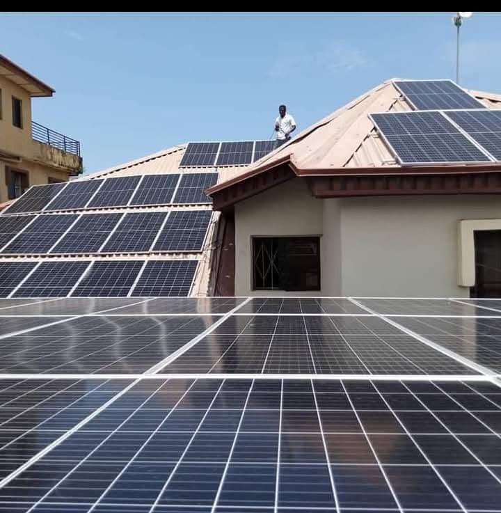 view of rooftop installed panels